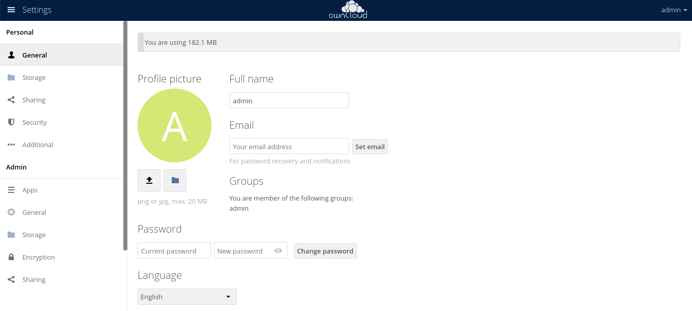 owncloud Screenshot